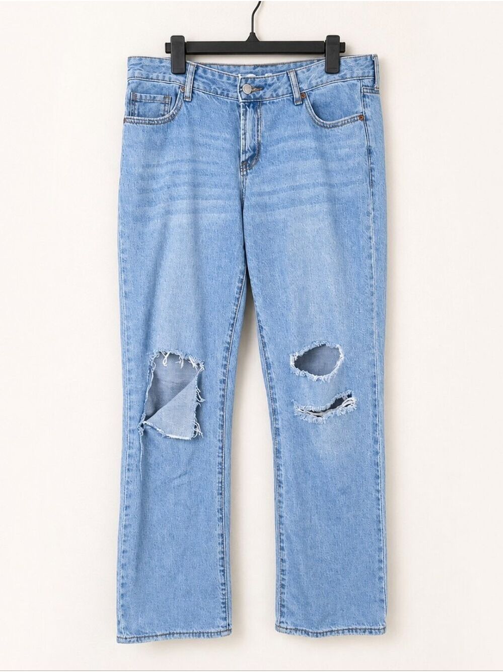 SONG Jeans Women's Light Blue Distressed Boyfriend Low Rise Size 13 31